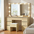 Dressing Table Vanity Set – 12‑LED Makeup Desk with Stool, 7 Drawers Wood