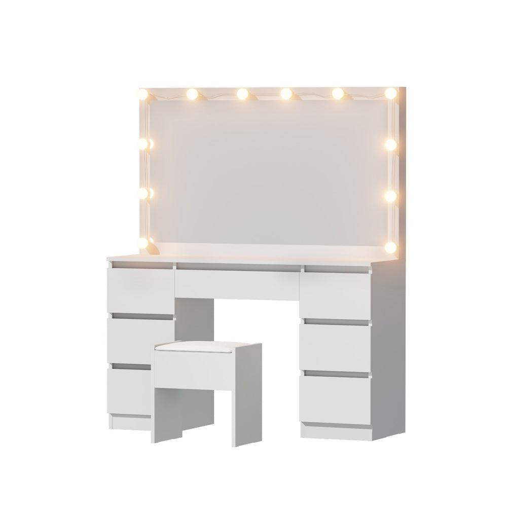 Dressing Table Vanity Desk Set Stool 12 Led Bulbs White