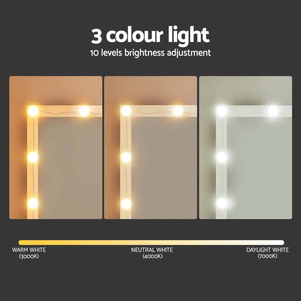 Dressing Table Vanity Desk Set Stool 12 Led Bulbs White