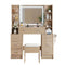 Dressing Table Vanity Desk Set Stool LED Charging Station Wood