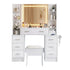 Dressing Table Vanity Desk Set Stool LED Charging Station White
