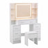 Dressing Table Vanity Desk Set Stool LED Charging Station White