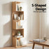 Bookshelf 5‑Tier S‑Shape – Oak Display Shelf, 154cm Storage Unit