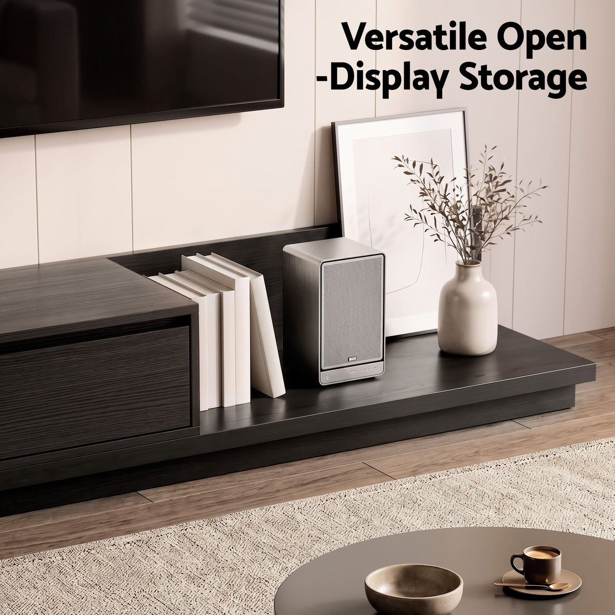 Artiss Extendable TV Stand 200-380cm Entertainment Unit 3 Drawers Walnut Black
