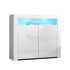 LED Sideboard Cabinet High Gloss Storage Unit TV Buffet White