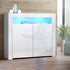 LED Sideboard Cabinet High Gloss Storage Unit TV Buffet White