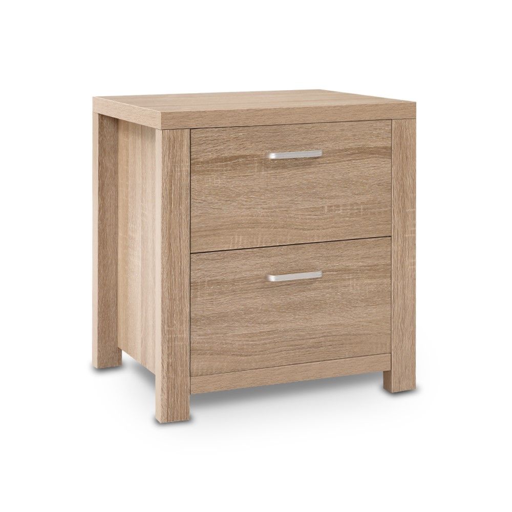 Artiss MAXI Bedside Table 2 Drawer Nightstand Storage Cabinet Beige