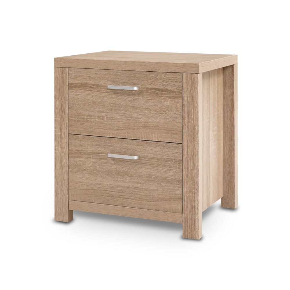 Artiss MAXI Bedside Table 2 Drawer Nightstand Storage Cabinet Beige