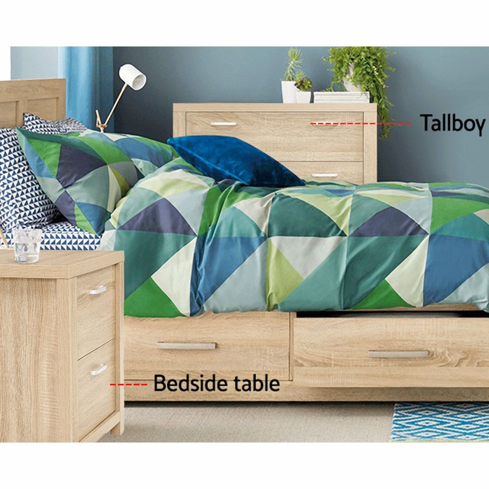 2x Maxi Bedside Tables Pine 2 Drawer Bedroom Nightstand Storage