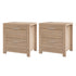 2x Bedside Table 2 Drawers - MAXI Pine