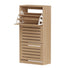 2‑Pack Shoe Cabinets – 3 Flip Drawers, Slatted Doors, Pine Finish