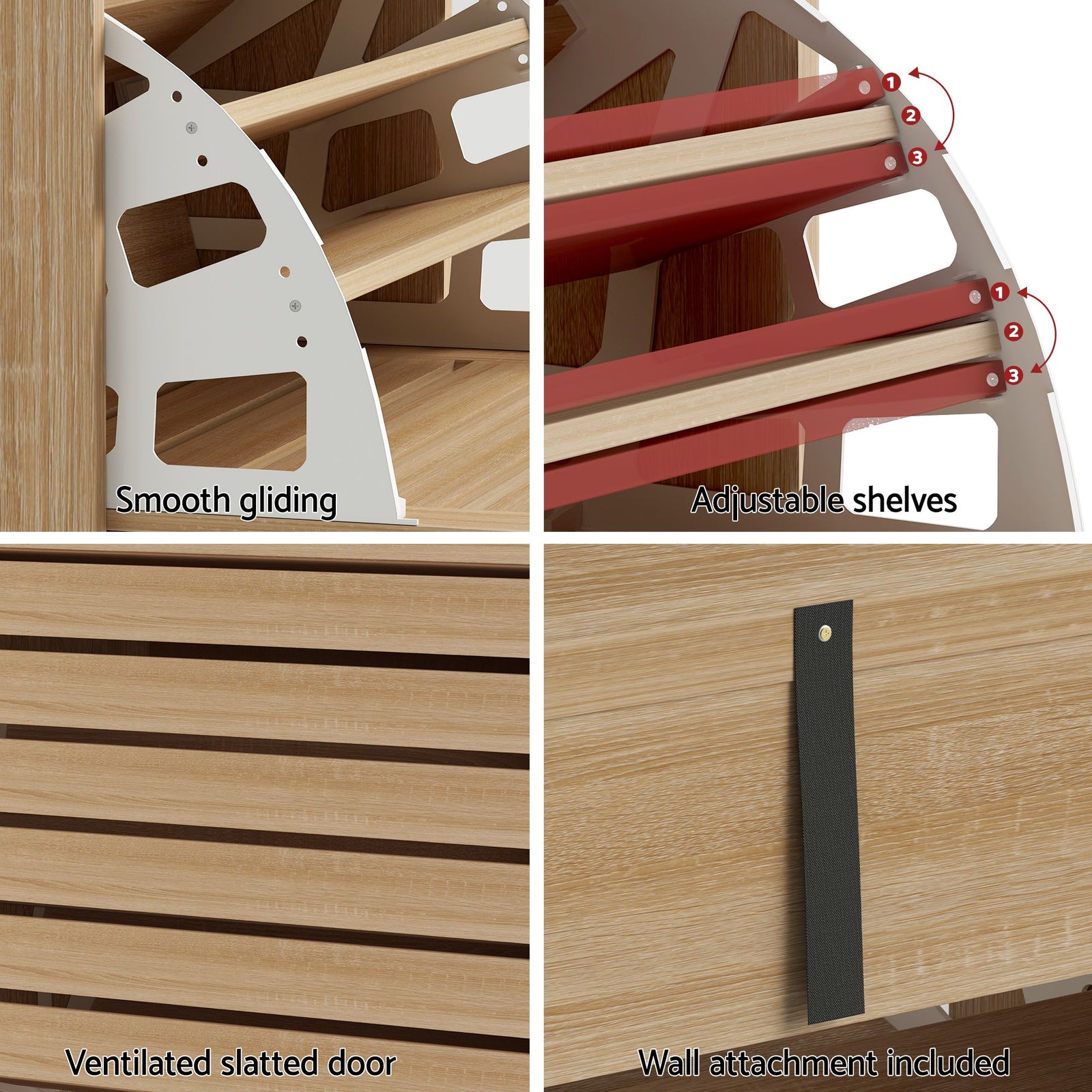2‑Pack Shoe Cabinets – 3 Flip Drawers, Slatted Doors, Pine Finish
