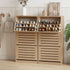 2‑Pack Shoe Cabinets – 3 Flip Drawers, Slatted Doors, Pine Finish