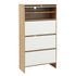 Narrow Shoe Cabinet 8‑Tier – White & Pine, Flip‑Door, Adjustable Shelves