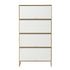 Narrow Shoe Cabinet 8‑Tier – White & Pine, Flip‑Door, Adjustable Shelves