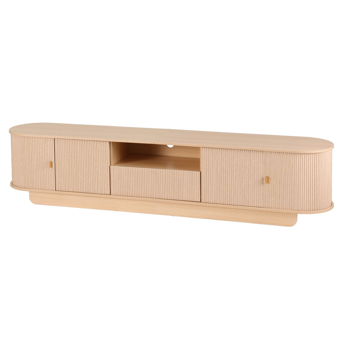 220cm Fluted TV Entertainment Unit, Fits Up to 98-Inch TVs, Pine