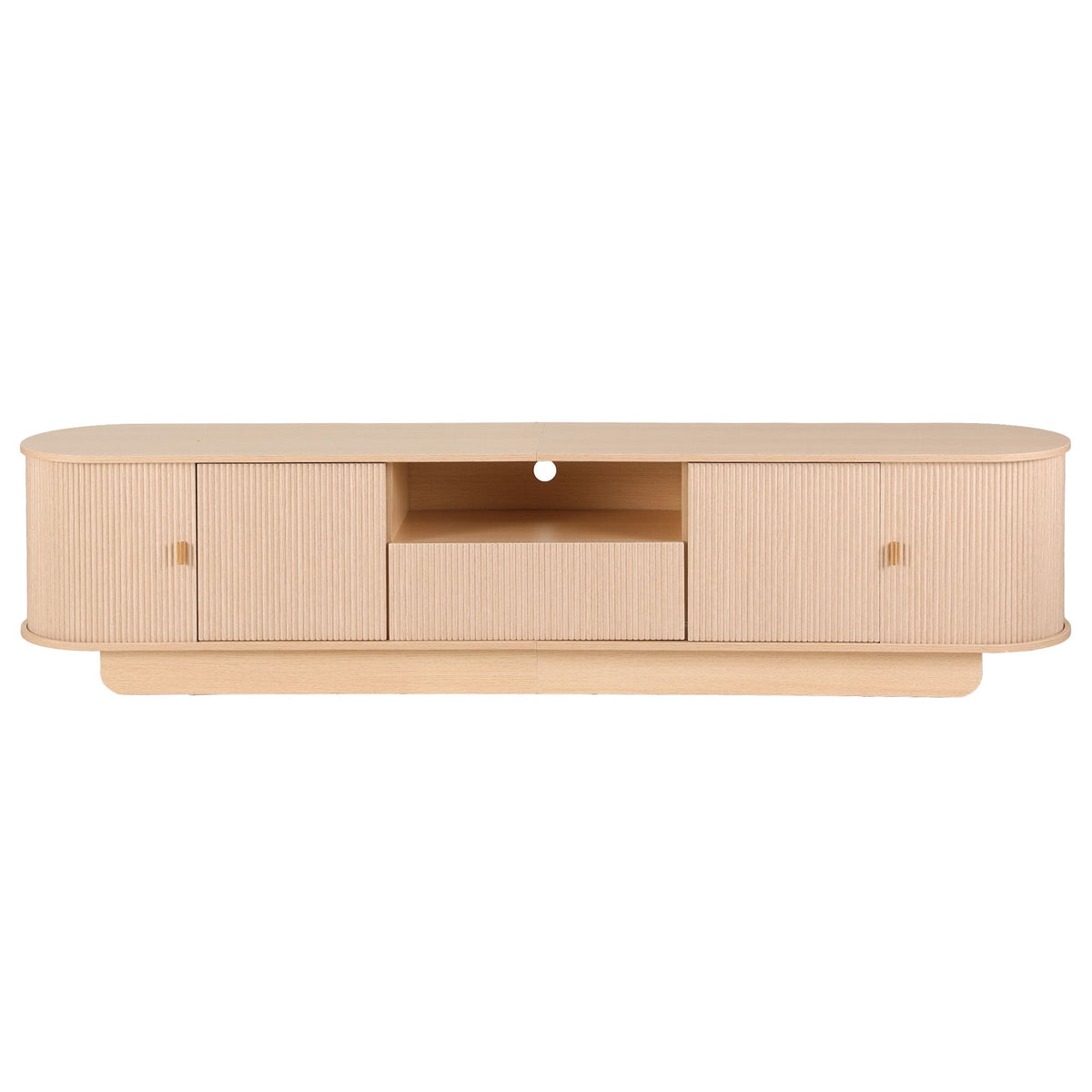220cm Fluted TV Entertainment Unit, Fits Up to 98-Inch TVs, Pine
