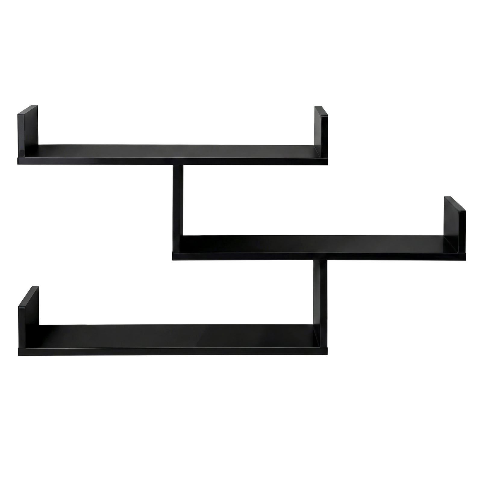 Floating Wall Shelf 3 Tier Black
