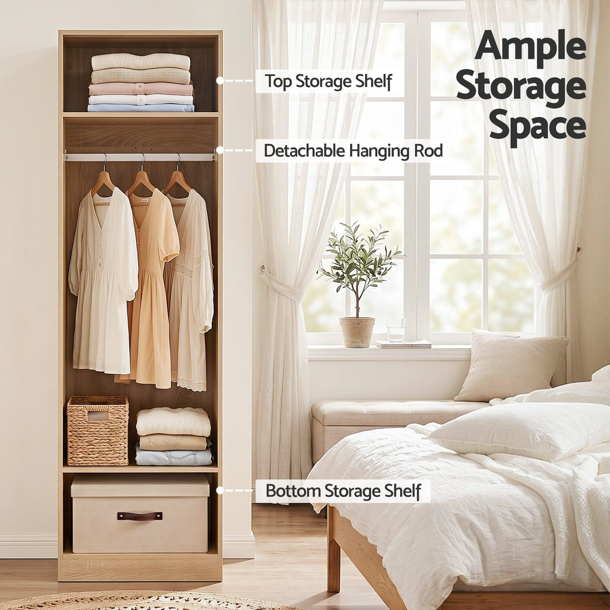 Artiss 2 Piece Wardrobe Set Clothes Closet Organiser Shelves Drawers 185cm Pine