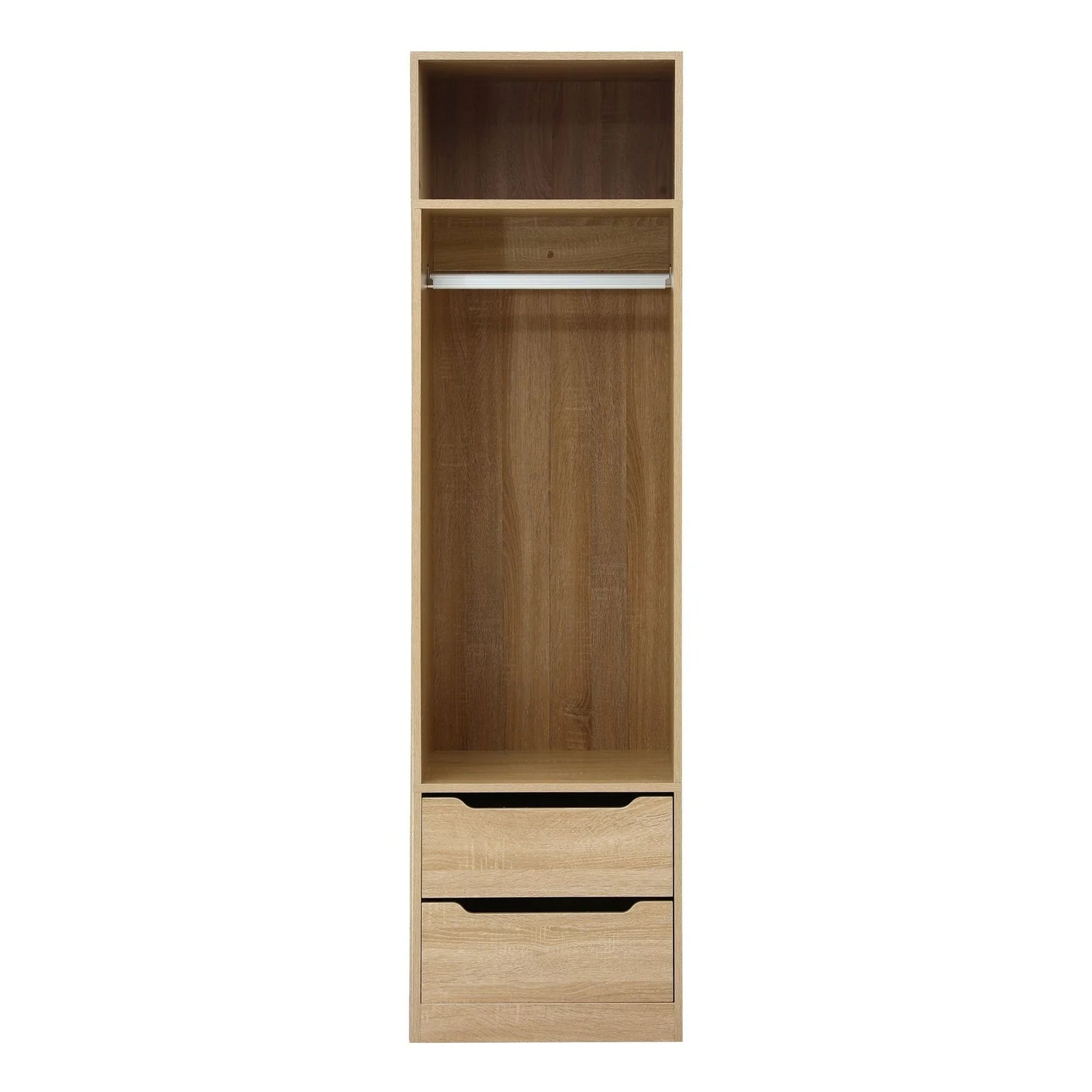 Wardrobe Closet – Pine 185cm Storage Organizer w/ Drawers & Hanging Rod