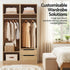 Wardrobe Closet – Pine 185cm Storage Organizer w/ Drawers & Hanging Rod