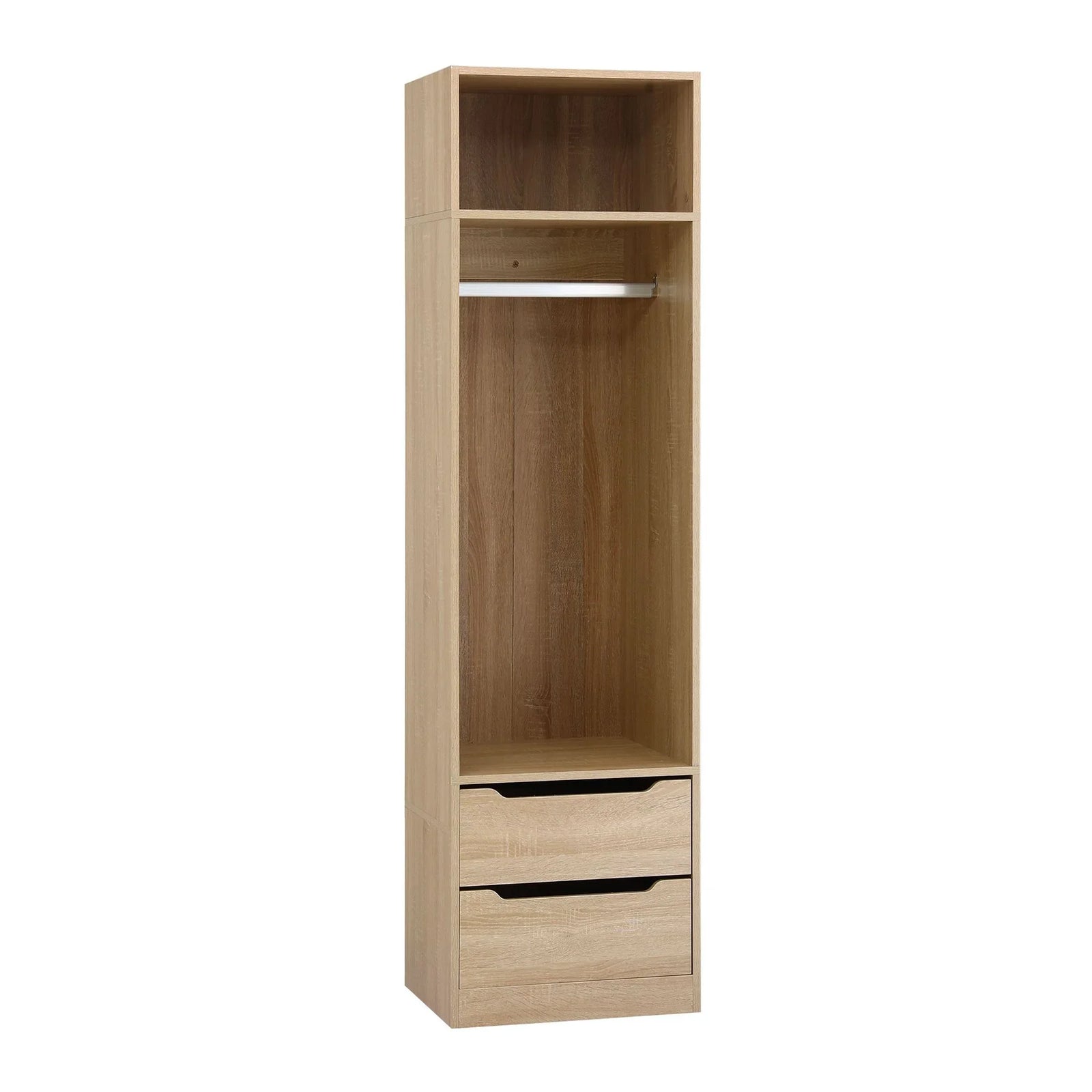 Wardrobe Closet – Pine 185cm Storage Organizer w/ Drawers & Hanging Rod