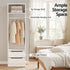 Wardrobe Closet White – 2 Drawers, Hanging Rod, Shelf, 185cm