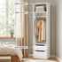 Wardrobe Closet White – 2 Drawers, Hanging Rod, Shelf, 185cm