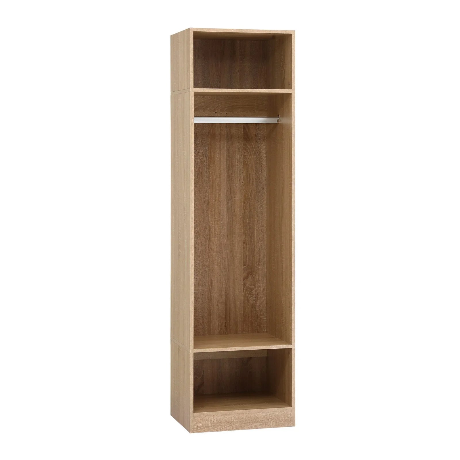 Wardrobe Closet Pine – 2 Shelves, Hanging Rod, Slim 185cm Storage Unit