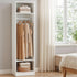 Wardrobe Closet White – 2 Shelves, Hanging Rod, Slim 185cm Storage Unit