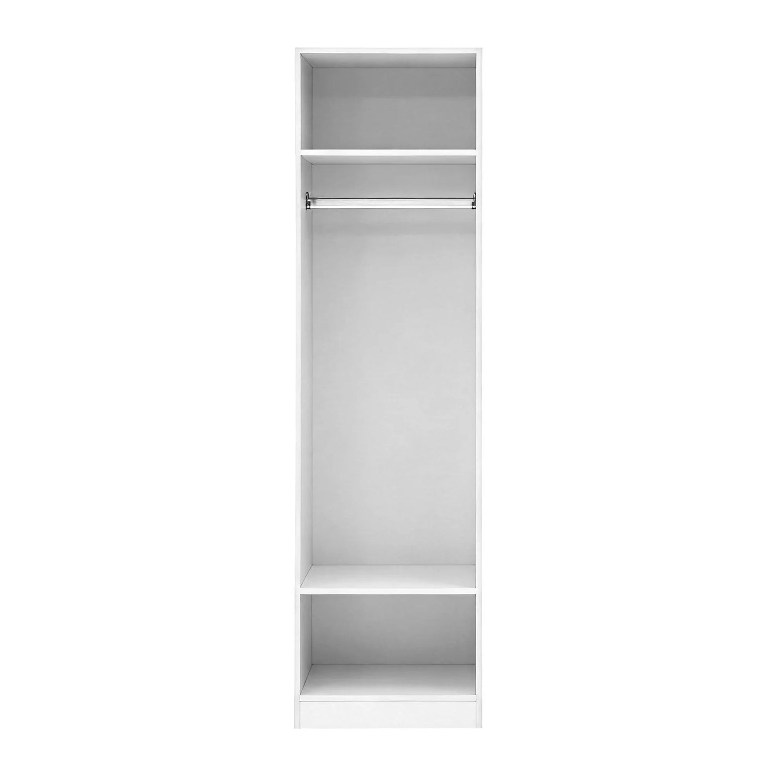 Wardrobe Closet White – 2 Shelves, Hanging Rod, Slim 185cm Storage Unit