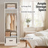Wardrobe Closet White – 2 Shelves, Hanging Rod, Slim 185cm Storage Unit