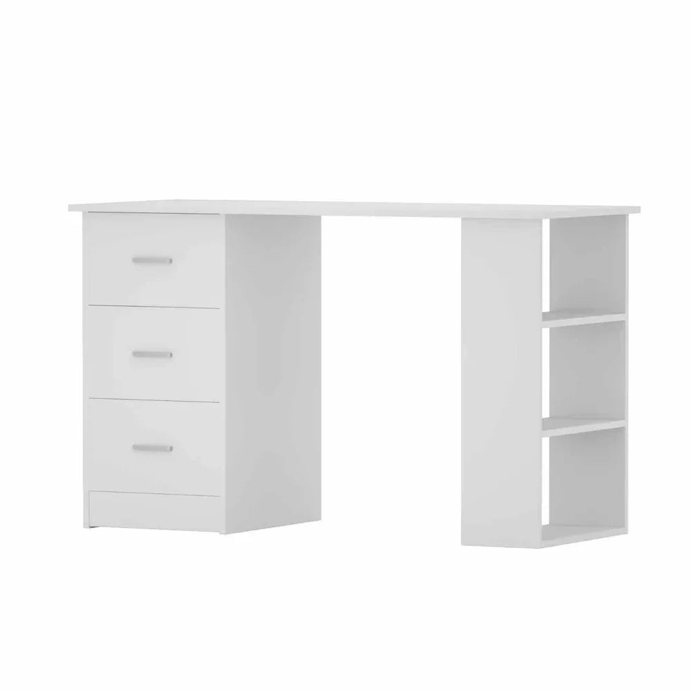 Computer Desk with Drawers Shelves Storage White Study Work Desk