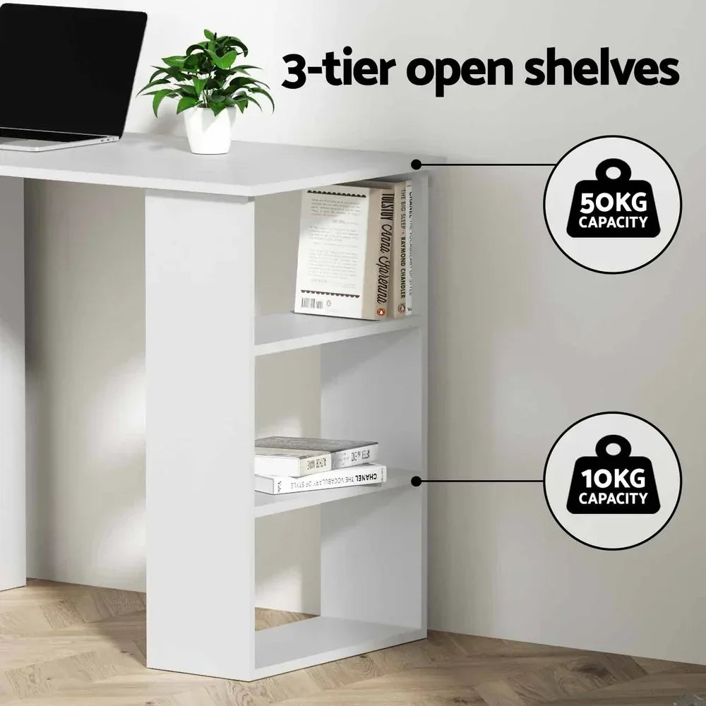 Computer Desk with Drawers Shelves Storage White Study Work Desk