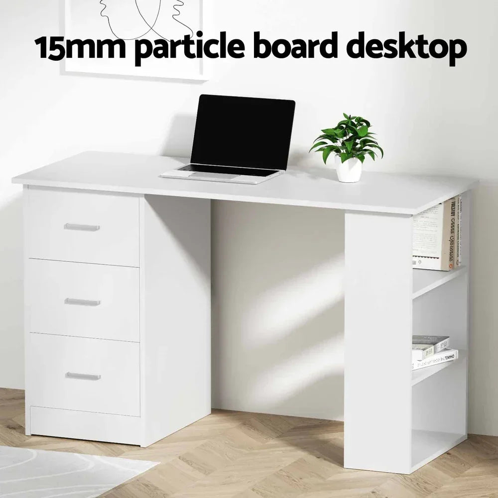 Computer Desk with Drawers Shelves Storage White Study Work Desk