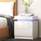 Artiss LED Bedside Table 2 Drawer Storage Nightstand Lift Top White RGB Lights
