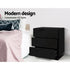 2x Bedside Table LED 3 Drawers - MORI Black