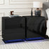 2x Bedside Table LED 3 Drawers - MORI Black