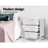 Bedside Table LED 3 Drawers - MORI White