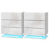 2x Bedside Table LED 3 Drawers - MORI White