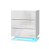 2x Bedside Table LED 3 Drawers - MORI White