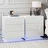 2x Bedside Table LED 3 Drawers - MORI White