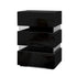 2x Bedside Table LED 3 Drawers - LUMI Black