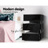 2x Bedside Table LED 3 Drawers - LUMI Black