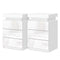 2X Bedside Table LED 3 Drawers - COLEY White
