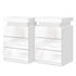 2X Bedside Table LED 3 Drawers - COLEY White