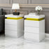 2X Bedside Table LED 3 Drawers - COLEY White