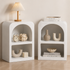 2x Bedside Table 2 Shelves - ARCHED White