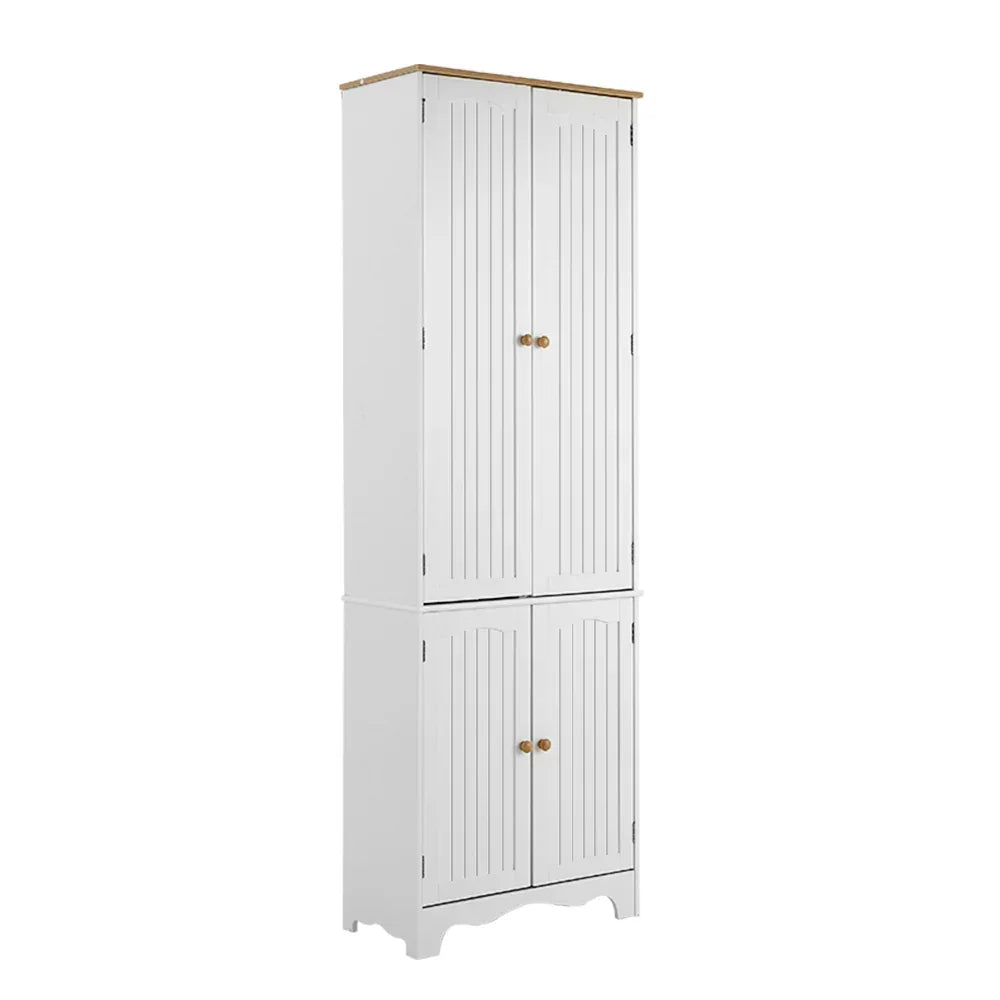 Artiss White Tall Storage Cupboard Pantry Cabinet 6 Shelf MDF Organizer
