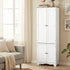 White Tall Storage Cupboard Pantry Cabinet 6 Shelf MDF Organizer